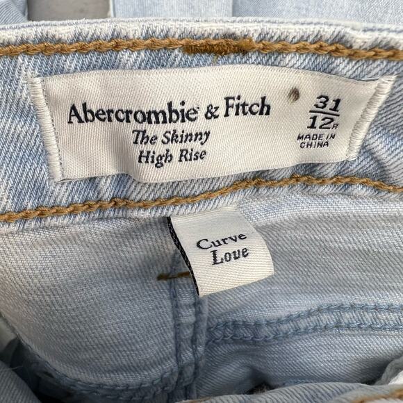 NWT Abercrombie & Fitch Jeans Women's 31/12R Light Blue Curve Love Skinny - Picture 12 of 15
